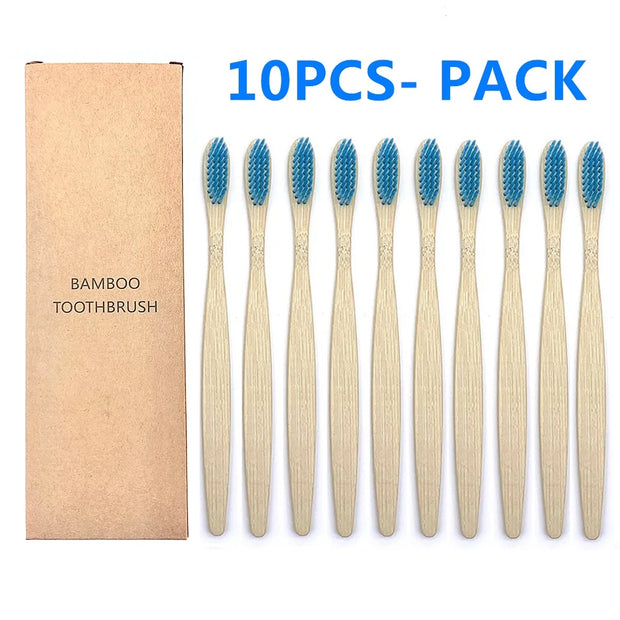 10PCS Natural Bamboo Toothbrush