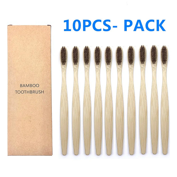 10PCS Natural Bamboo Toothbrush