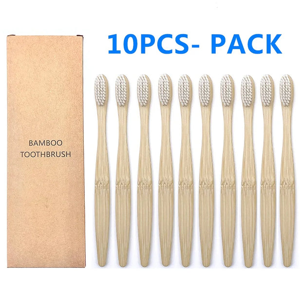 10PCS Natural Bamboo Toothbrush