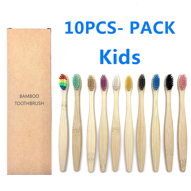 10PCS Natural Bamboo Toothbrush