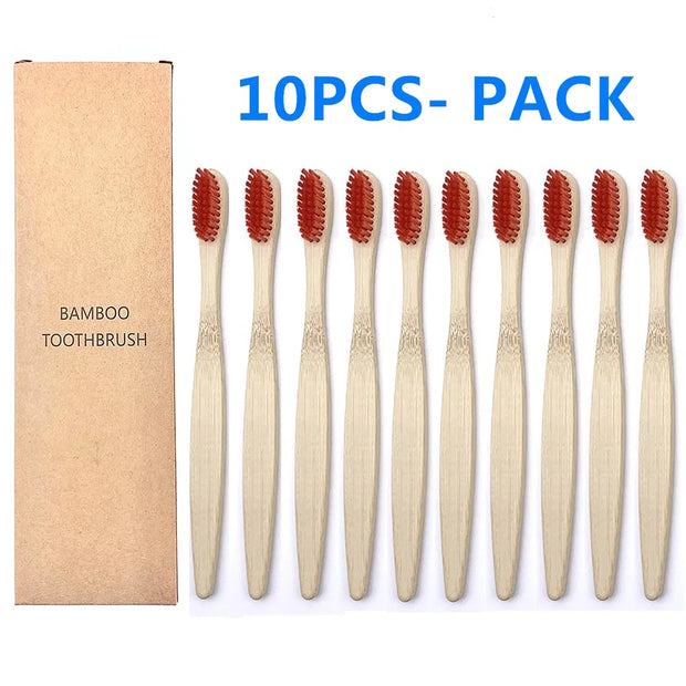 10PCS Natural Bamboo Toothbrush