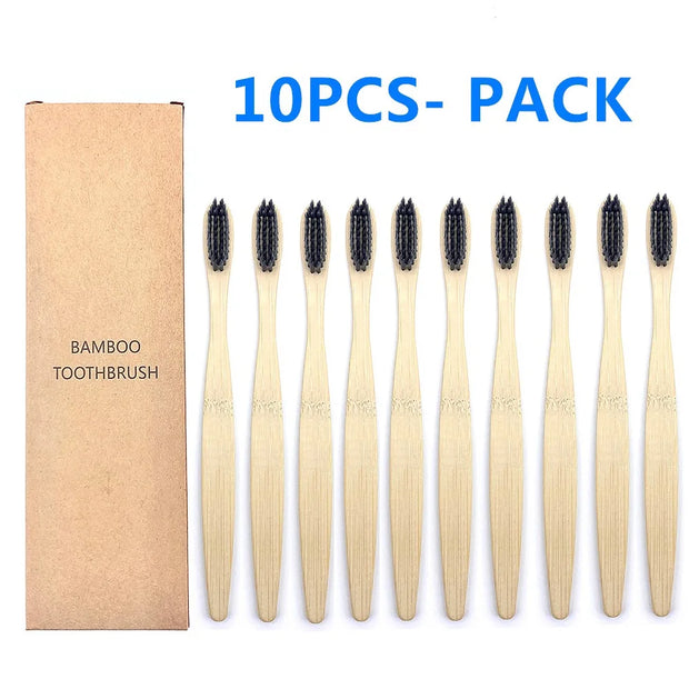 10PCS Natural Bamboo Toothbrush