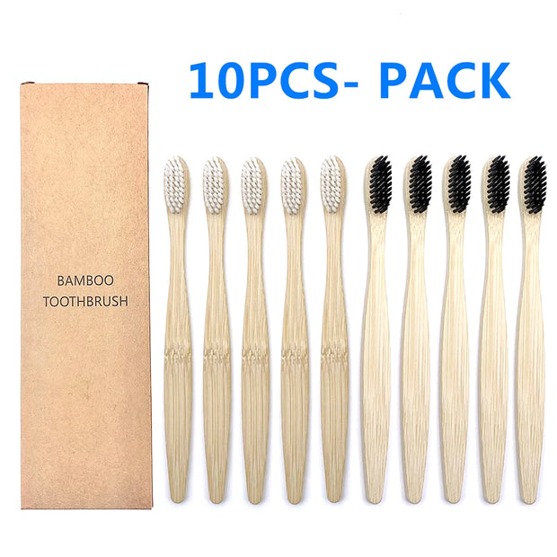 10PCS Natural Bamboo Toothbrush