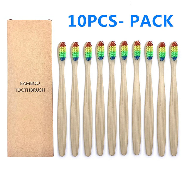 10PCS Natural Bamboo Toothbrush
