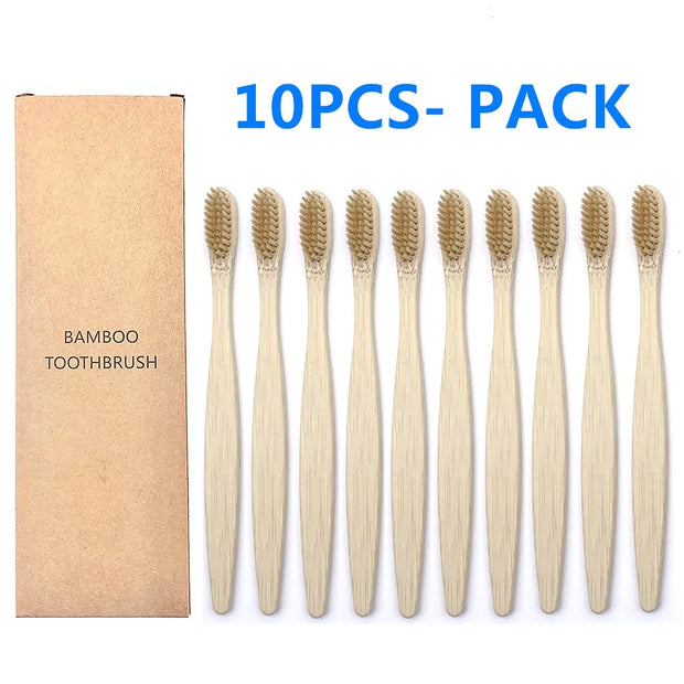 10PCS Natural Bamboo Toothbrush