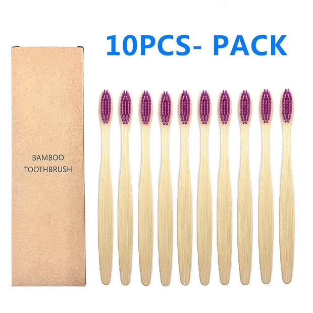 10PCS Natural Bamboo Toothbrush