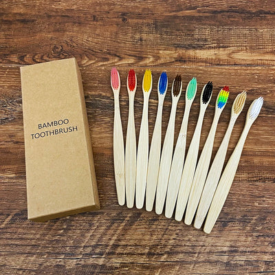 10PCS Natural Bamboo Toothbrush