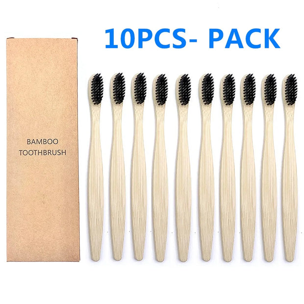 10PCS Natural Bamboo Toothbrush