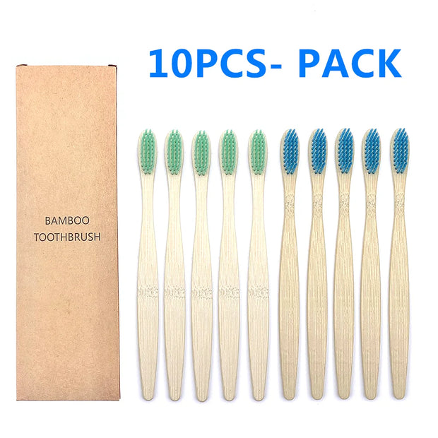 10PCS Natural Bamboo Toothbrush