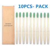 10PCS Natural Bamboo Toothbrush
