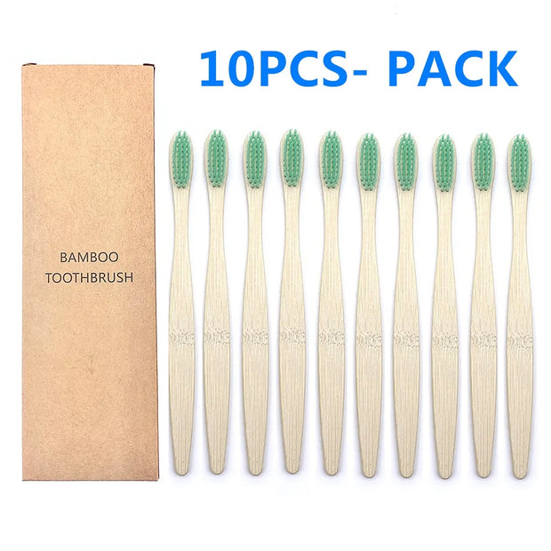 10PCS Natural Bamboo Toothbrush