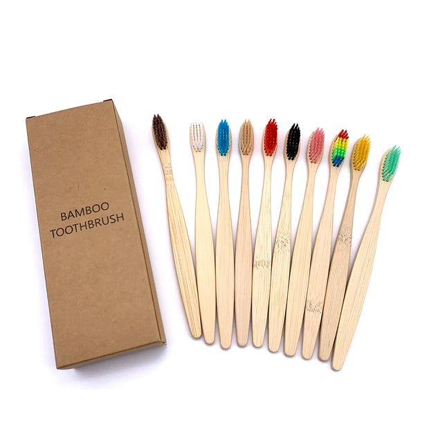 10PCS Natural Bamboo Toothbrush