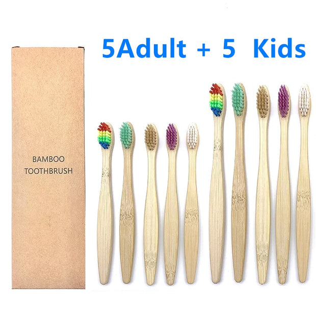10PCS Natural Bamboo Toothbrush