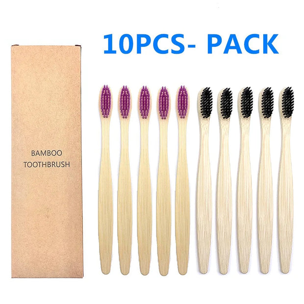 10PCS Natural Bamboo Toothbrush